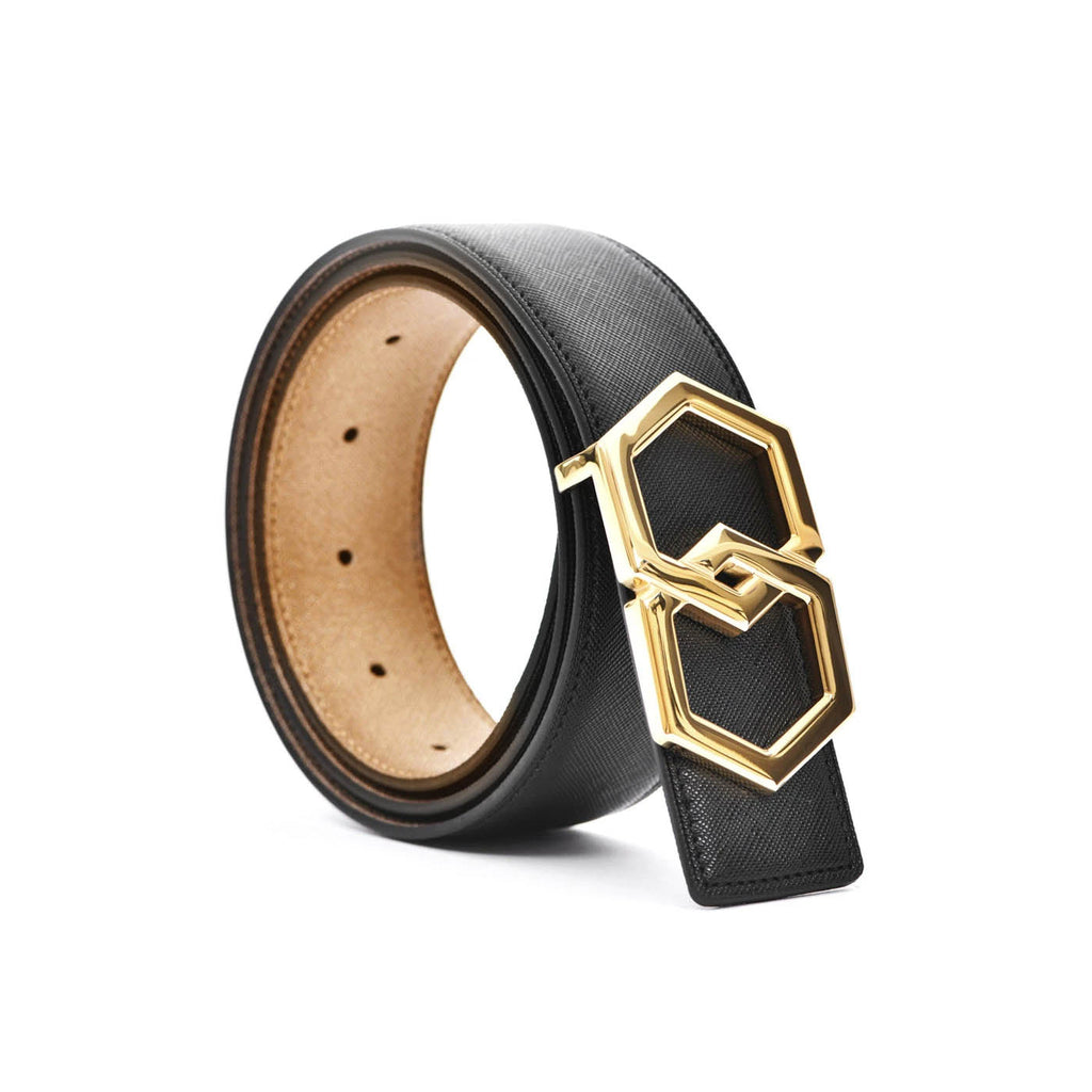 Men's Belt | Black Leather with Silver Buckle| LP 680 METALE