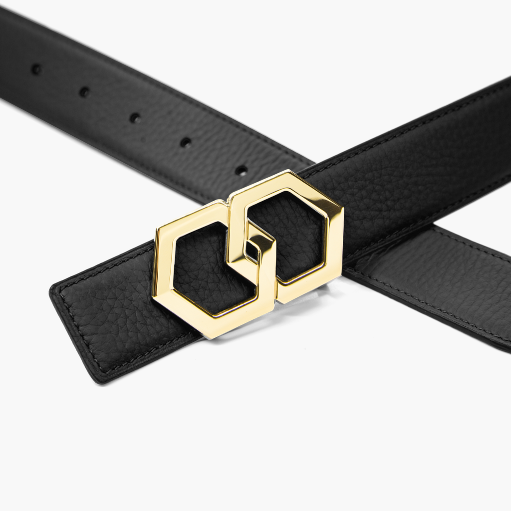 Men's Belt | Black Leather with Silver Buckle| LP 680 METALE