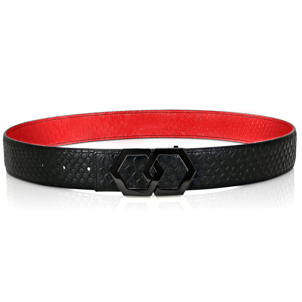 Men's Belt | Black Leather with Silver Buckle| LP 680 METALE | Hextie ...