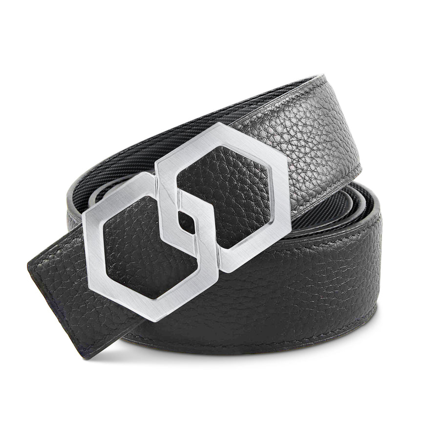 Metale Brossé Nero Carbon Reversible Belt