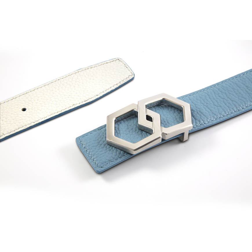 Metale Brosse Blanco Cielo Belt Reversible