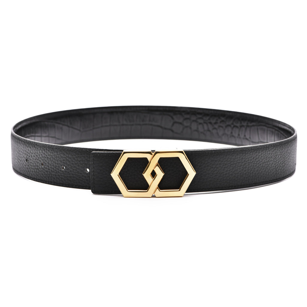 Men's Belt | Black Leather with Silver Buckle| LP 680 METALE | Hextie ...