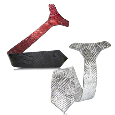 Silver Leather Tie + Bloody Shoes Tie