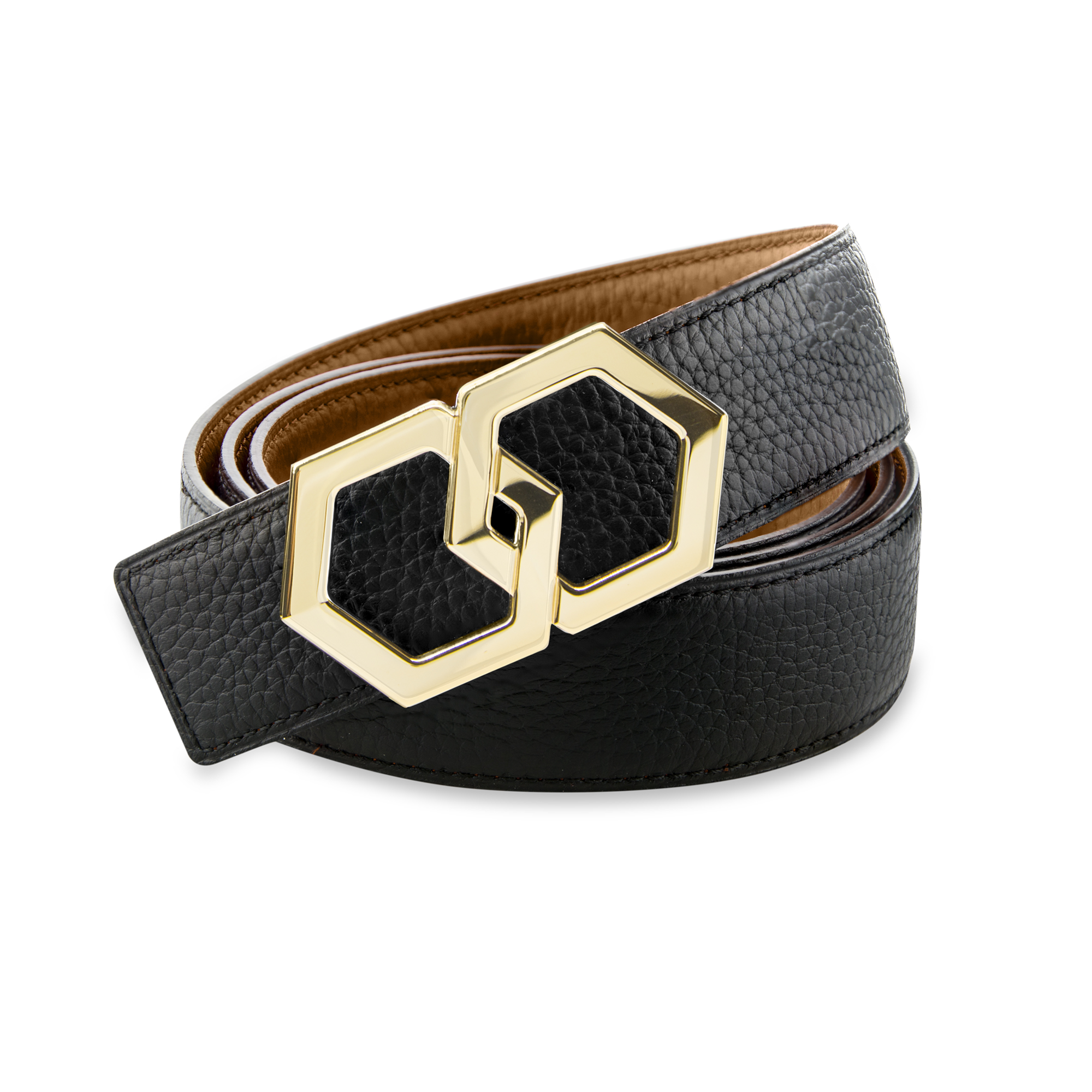 Men s Belt Black Leather with Silver Buckle LP 680 METALE
